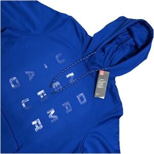 New Under Armour Mens L Pullover Hoodie Mid Weight Loose Cold Gear Royal Blue
